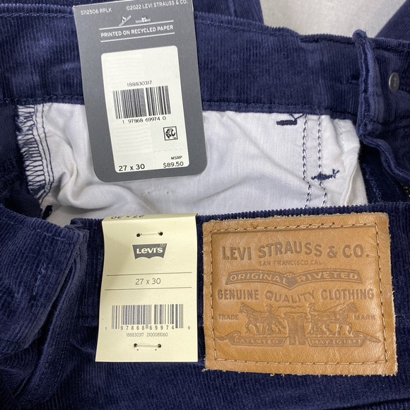 Levis 724 Corduroy Pants Womens Sz 27X30 Navy High Rise Slim Straight White Tab - Picture 12 of 14